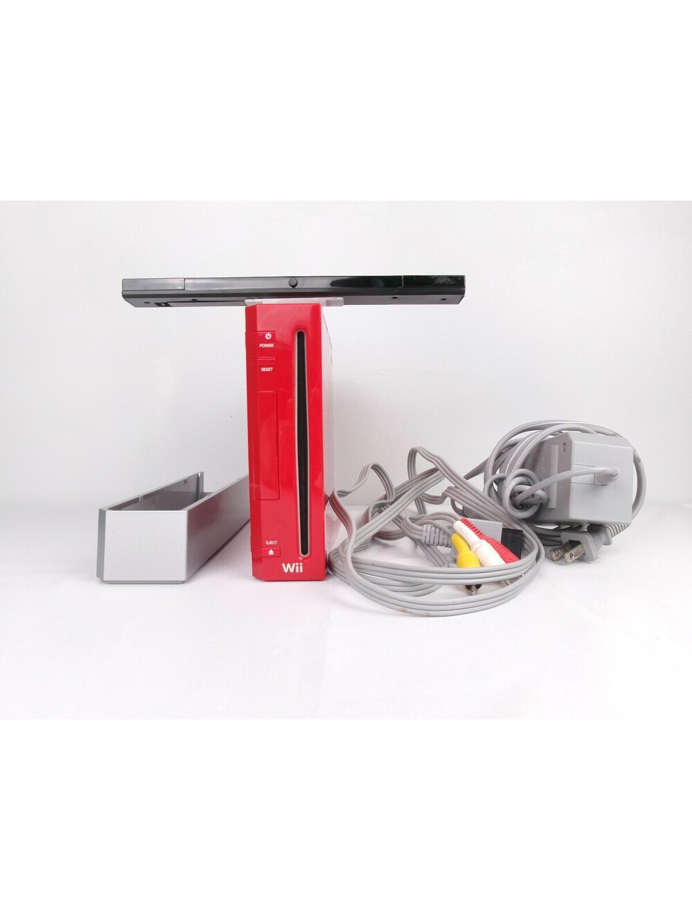 Nintendo Wii Red RVL-001 Console OEM Stand GameCube Compatible Tested Working